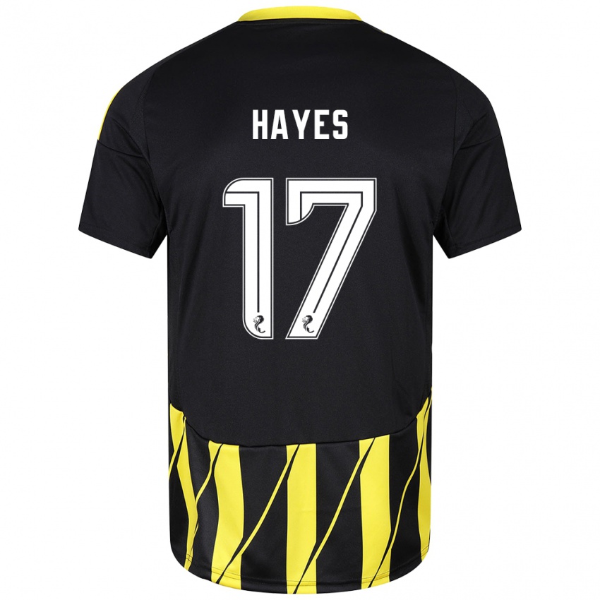 Niño Camiseta Jonny Hayes #17 Negro Amarillo 2ª Equipación 2024/25 La Camisa Perú