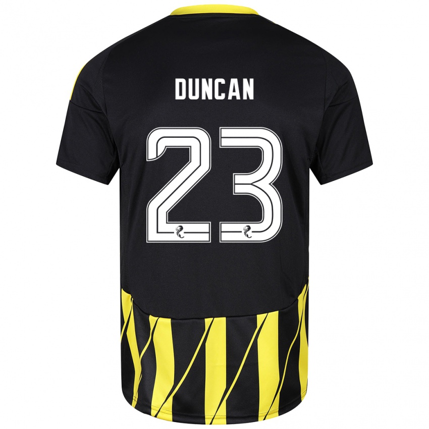 Niño Camiseta Ryan Duncan #23 Negro Amarillo 2ª Equipación 2024/25 La Camisa Perú