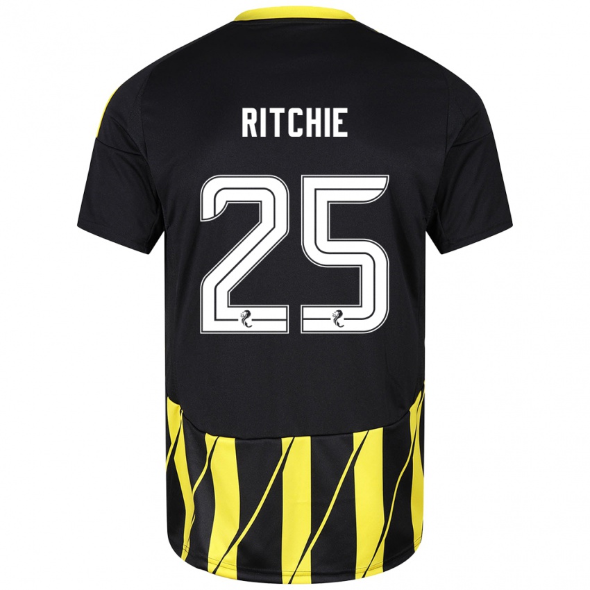 Niño Camiseta Tom Ritchie #25 Negro Amarillo 2ª Equipación 2024/25 La Camisa Perú