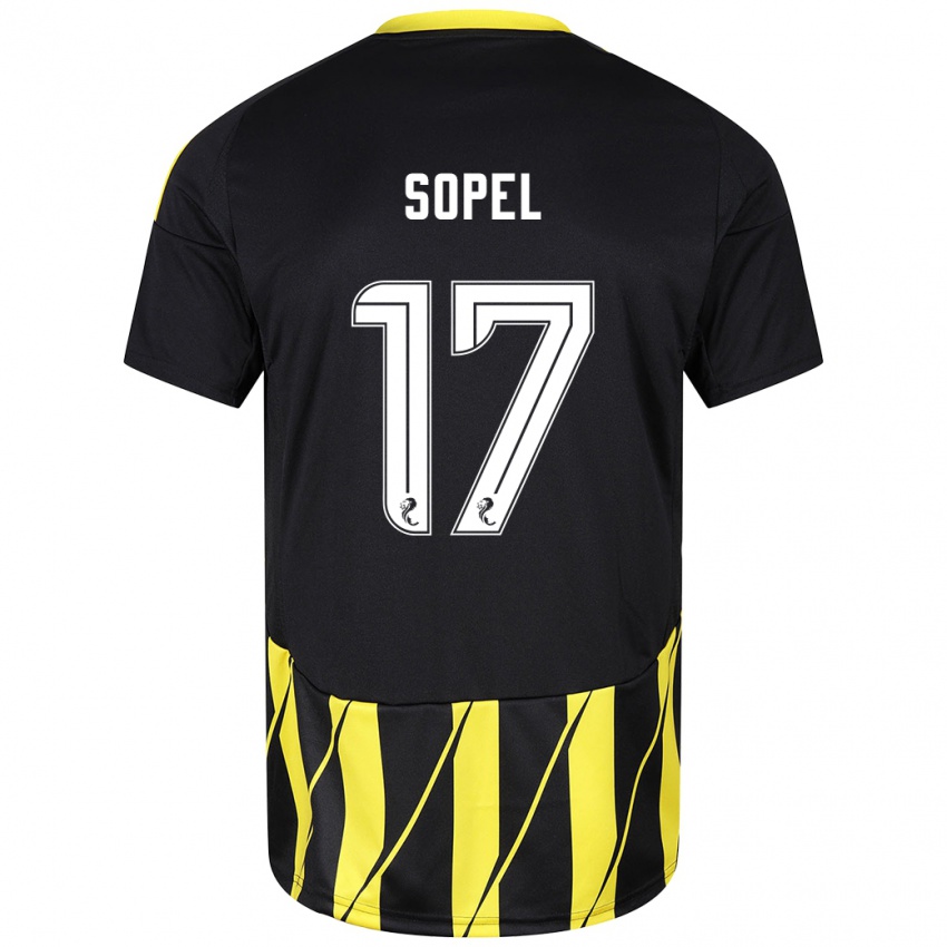 Niño Camiseta Nadia Sopel #17 Negro Amarillo 2ª Equipación 2024/25 La Camisa Perú