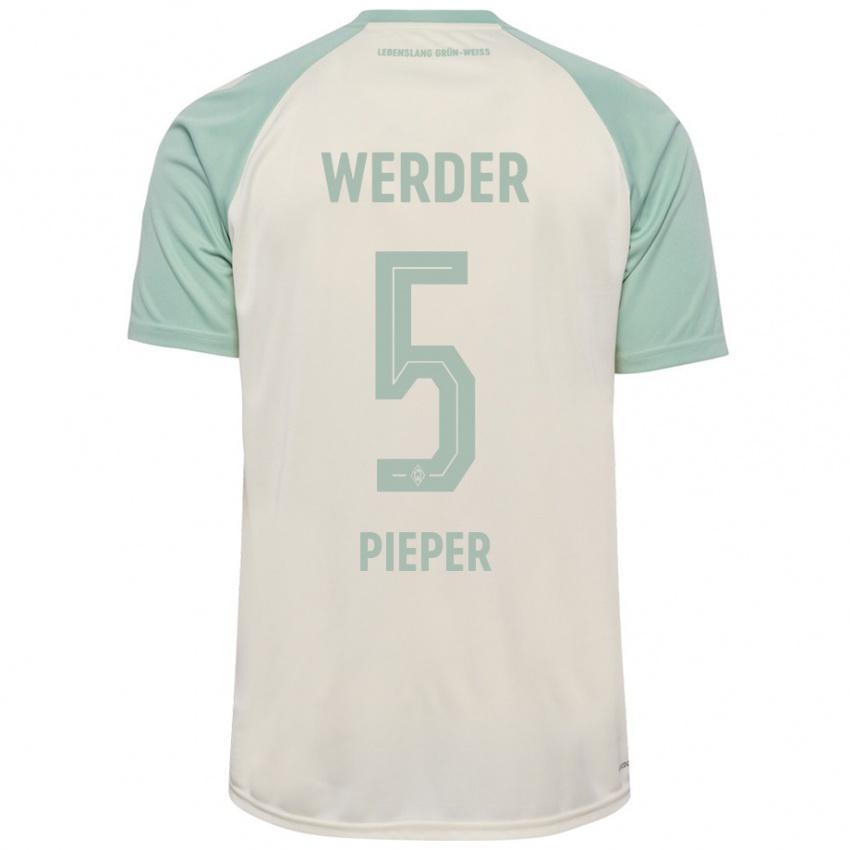 Niño Camiseta Amos Pieper #5 Blanquecino Verde Claro 2ª Equipación 2024/25 La Camisa Perú