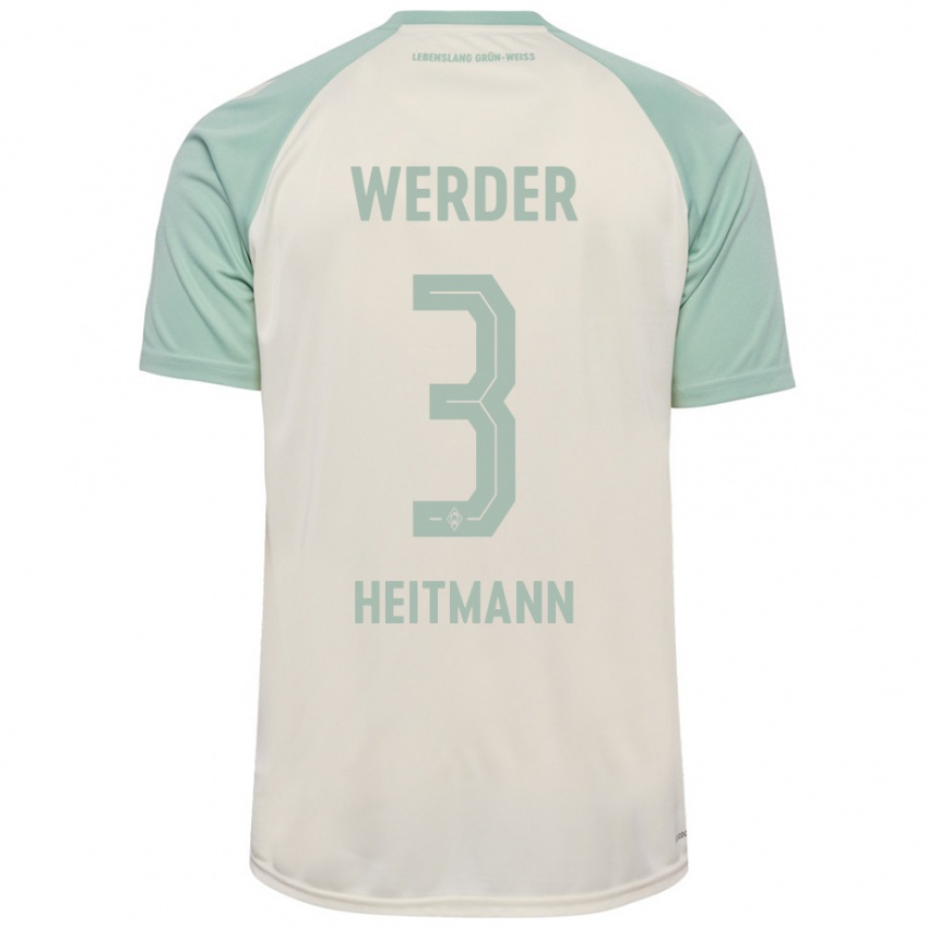 Niño Camiseta Mats Heitmann #3 Blanquecino Verde Claro 2ª Equipación 2024/25 La Camisa Perú