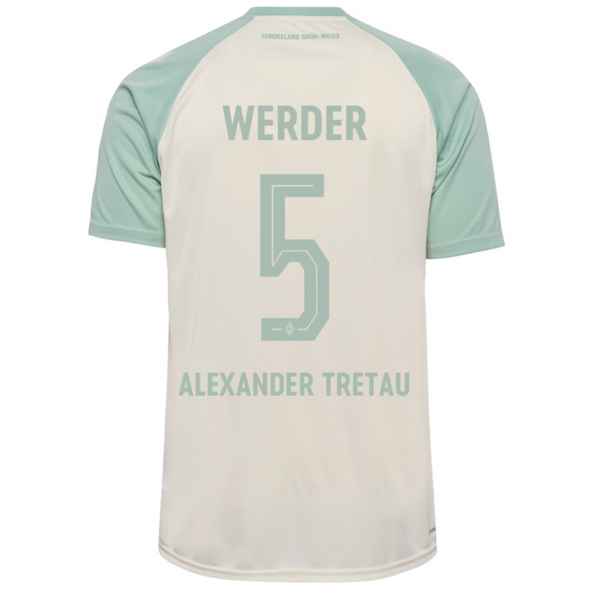 Niño Camiseta Hans Alexander Tretau #5 Blanquecino Verde Claro 2ª Equipación 2024/25 La Camisa Perú