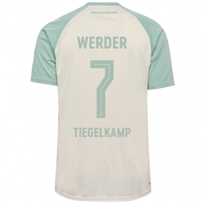 Niño Camiseta Maximilian Tiegelkamp #7 Blanquecino Verde Claro 2ª Equipación 2024/25 La Camisa Perú