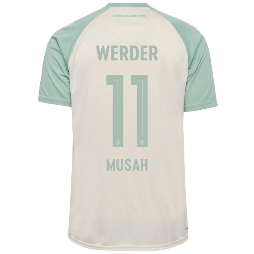 Niño Camiseta Salim Musah #11 Blanquecino Verde Claro 2ª Equipación 2024/25 La Camisa Perú