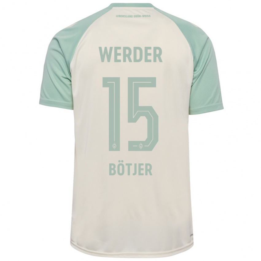 Niño Camiseta Linus Bötjer #15 Blanquecino Verde Claro 2ª Equipación 2024/25 La Camisa Perú