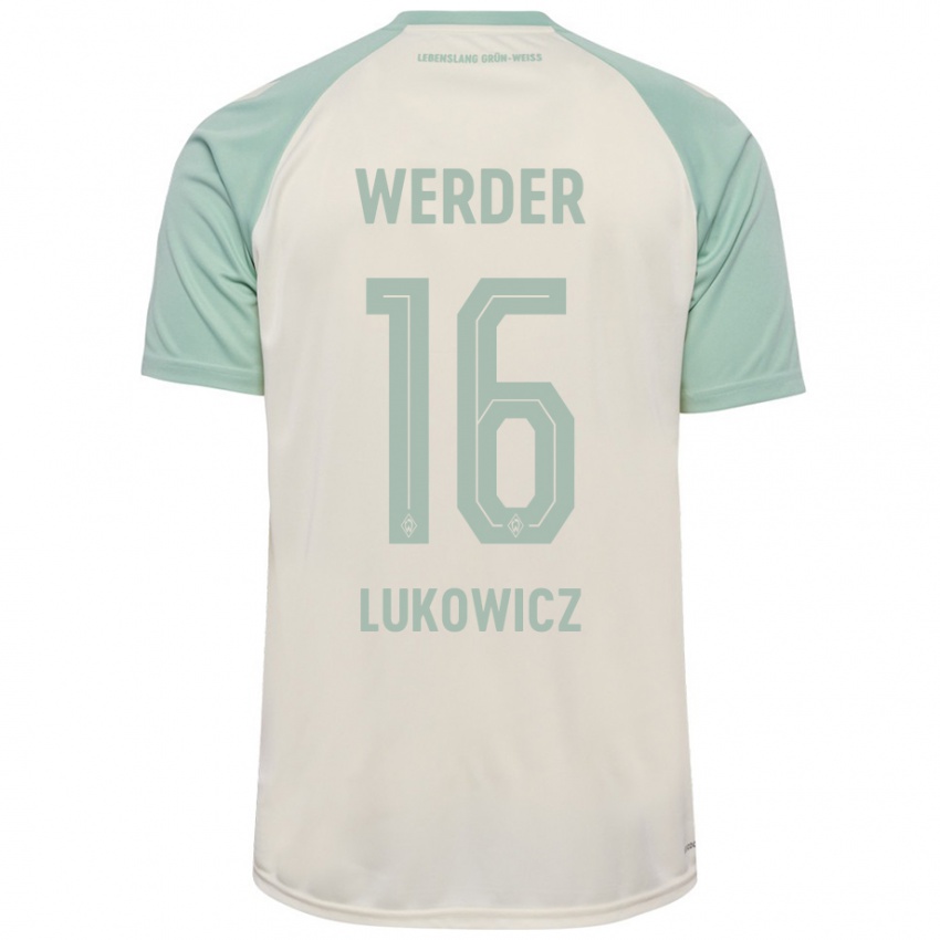 Niño Camiseta Maik Lukowicz #16 Blanquecino Verde Claro 2ª Equipación 2024/25 La Camisa Perú