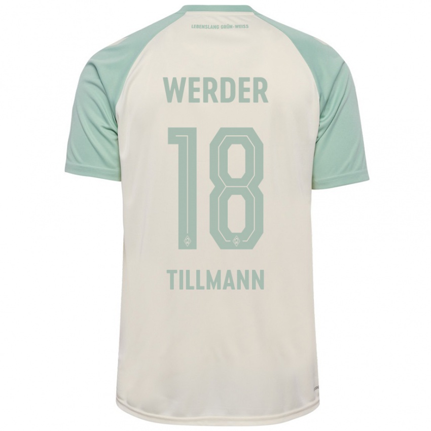 Niño Camiseta Felix Tillmann #18 Blanquecino Verde Claro 2ª Equipación 2024/25 La Camisa Perú