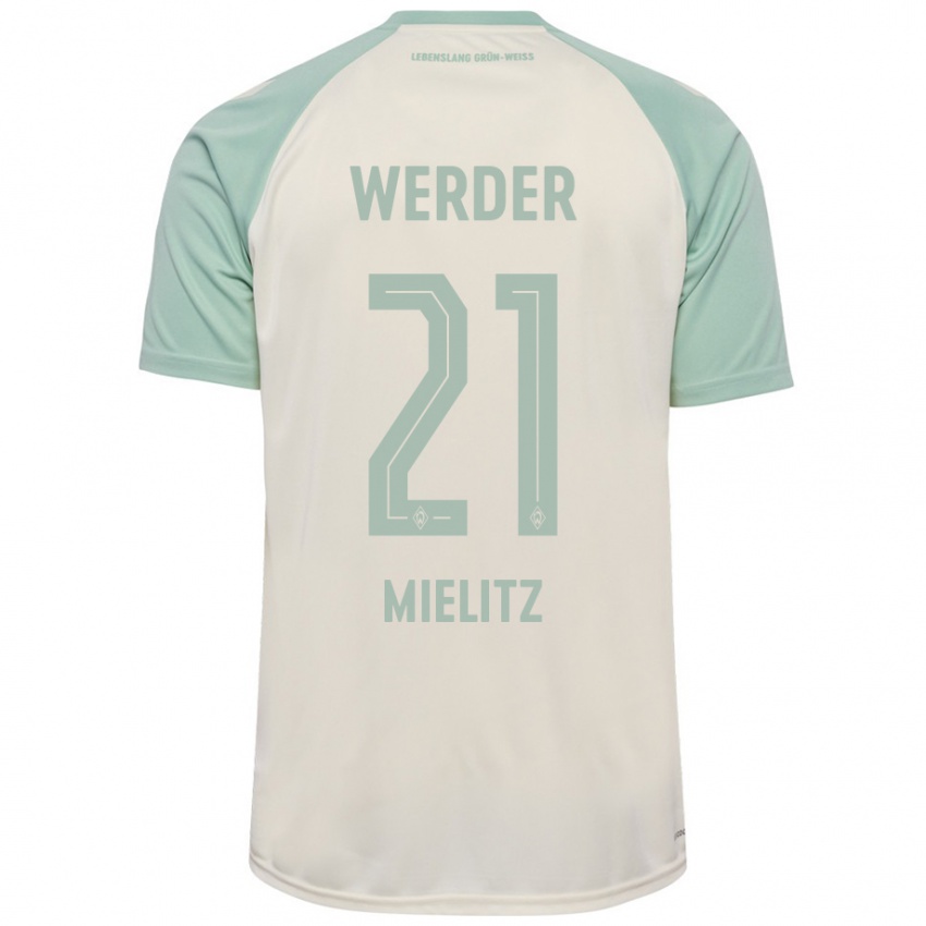 Niño Camiseta Sebastian Mielitz #21 Blanquecino Verde Claro 2ª Equipación 2024/25 La Camisa Perú