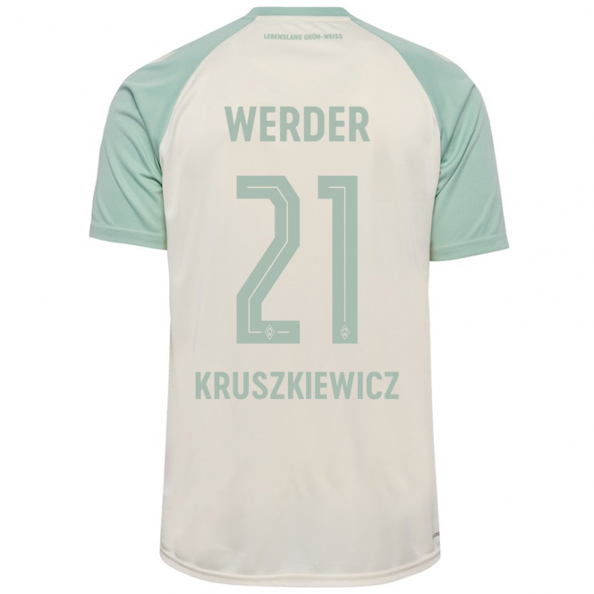 Niño Camiseta Jakub Kruszkiewicz #21 Blanquecino Verde Claro 2ª Equipación 2024/25 La Camisa Perú