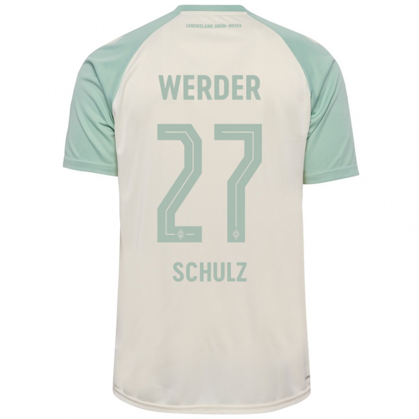 Niño Camiseta Ole Schulz #27 Blanquecino Verde Claro 2ª Equipación 2024/25 La Camisa Perú