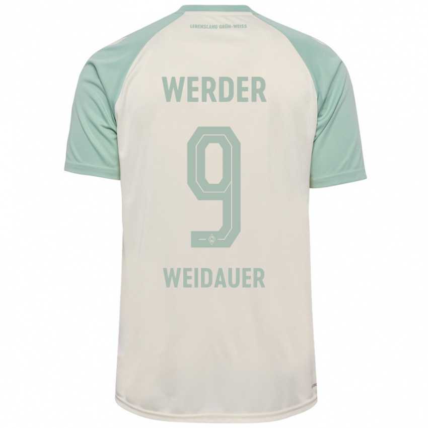 Niño Camiseta Sophie Weidauer #9 Blanquecino Verde Claro 2ª Equipación 2024/25 La Camisa Perú