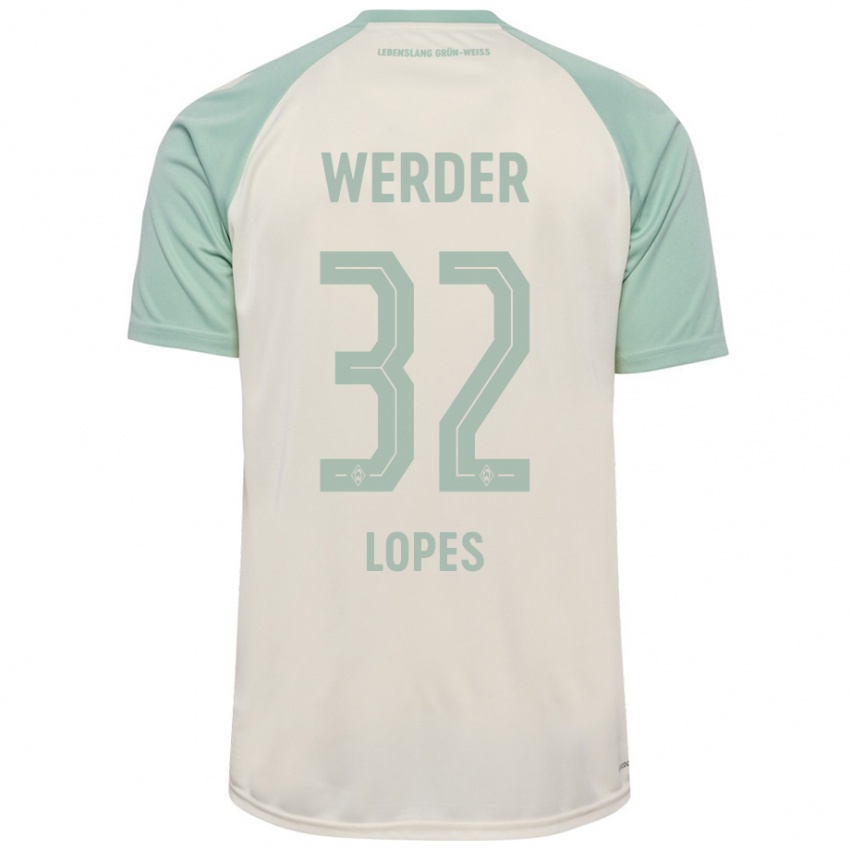 Niño Camiseta Eugenio Lopes #32 Blanquecino Verde Claro 2ª Equipación 2024/25 La Camisa Perú