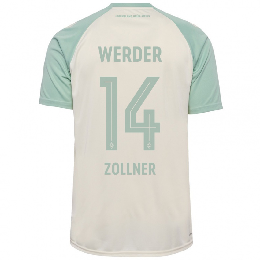 Niño Camiseta Adrian Zollner #14 Blanquecino Verde Claro 2ª Equipación 2024/25 La Camisa Perú