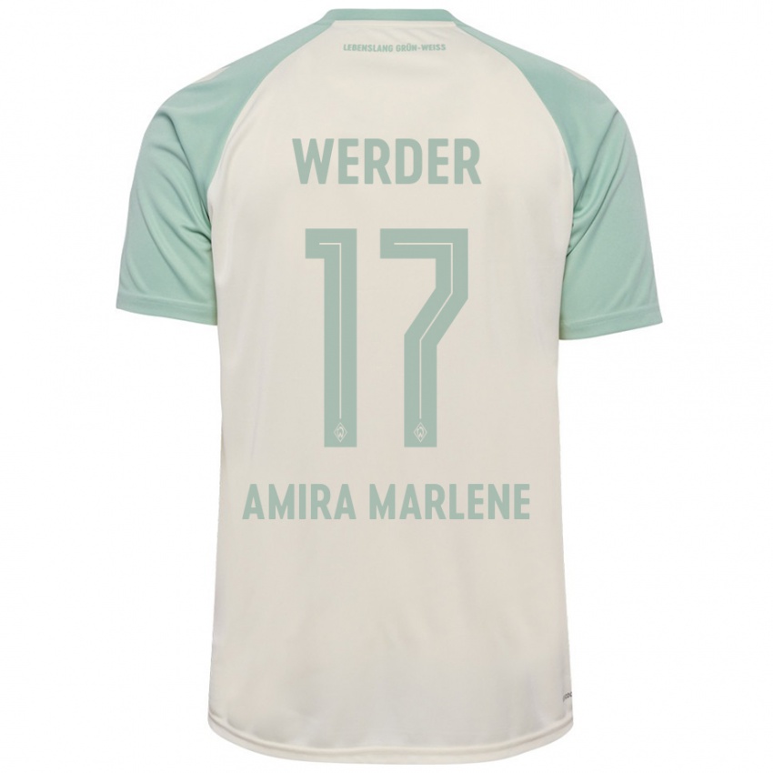 Niño Camiseta Amira Marlene Dahl #17 Blanquecino Verde Claro 2ª Equipación 2024/25 La Camisa Perú