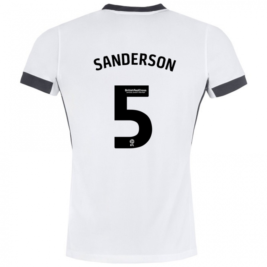 Niño Camiseta Dion Sanderson #5 Blanco Negro 2ª Equipación 2024/25 La Camisa Perú