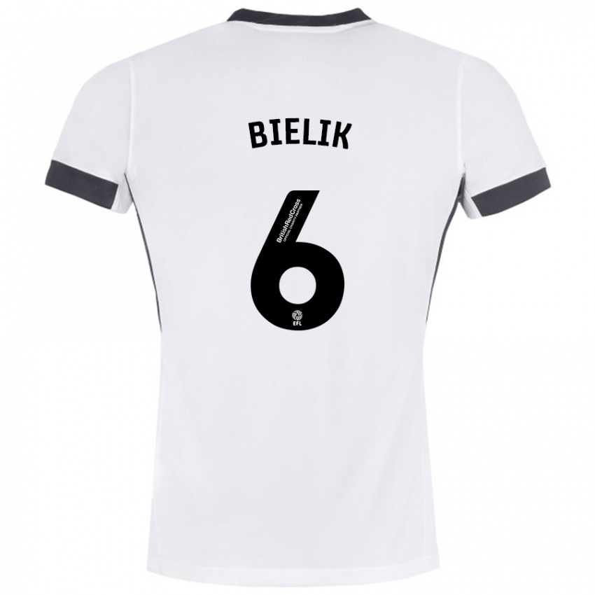 Niño Camiseta Krystian Bielik #6 Blanco Negro 2ª Equipación 2024/25 La Camisa Perú