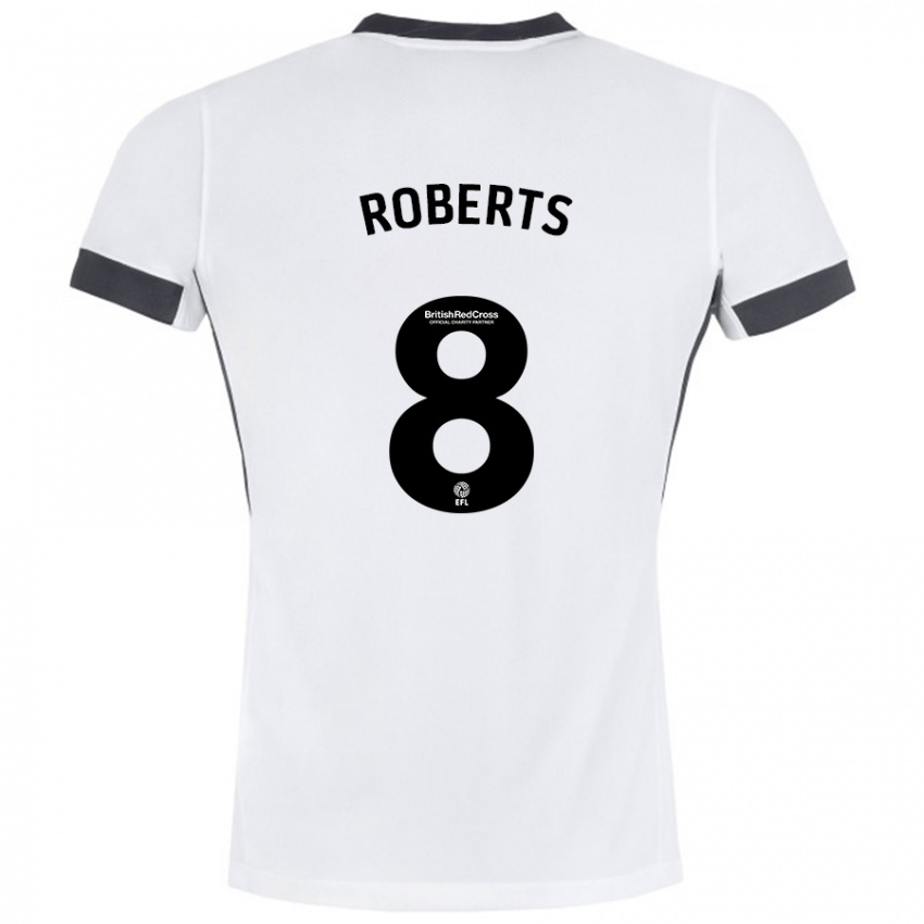 Niño Camiseta Tyler Roberts #8 Blanco Negro 2ª Equipación 2024/25 La Camisa Perú