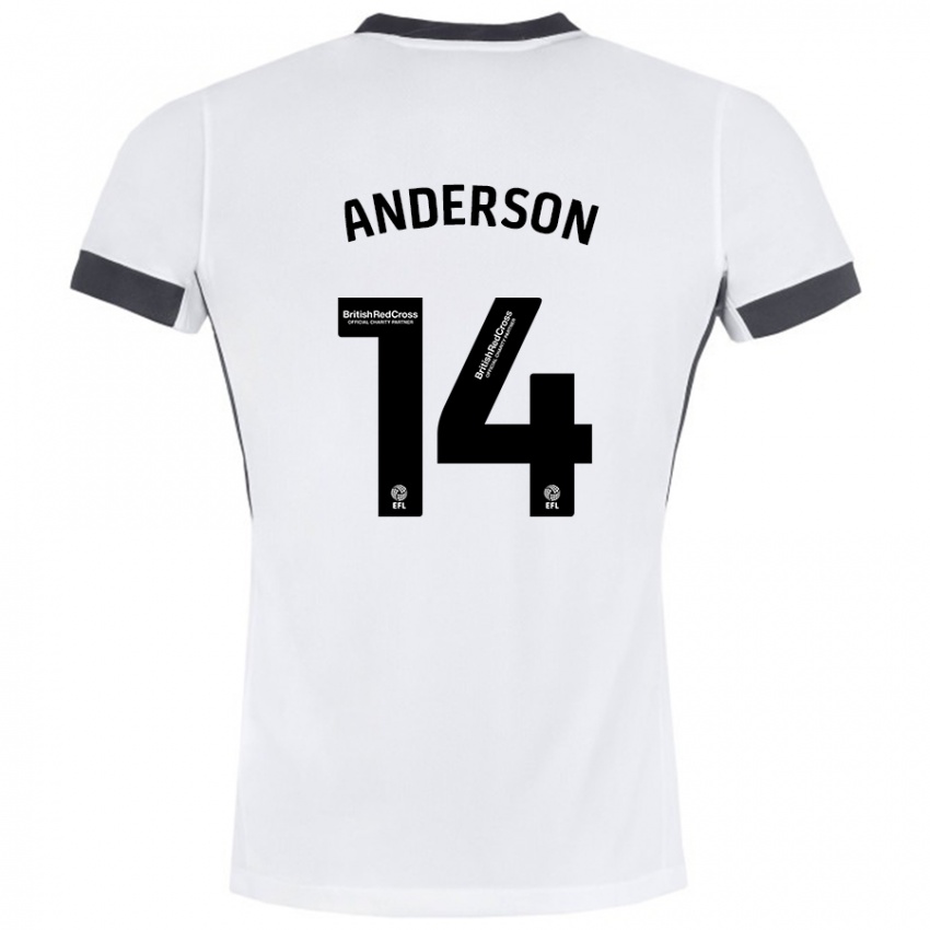 Niño Camiseta Keshi Anderson #14 Blanco Negro 2ª Equipación 2024/25 La Camisa Perú