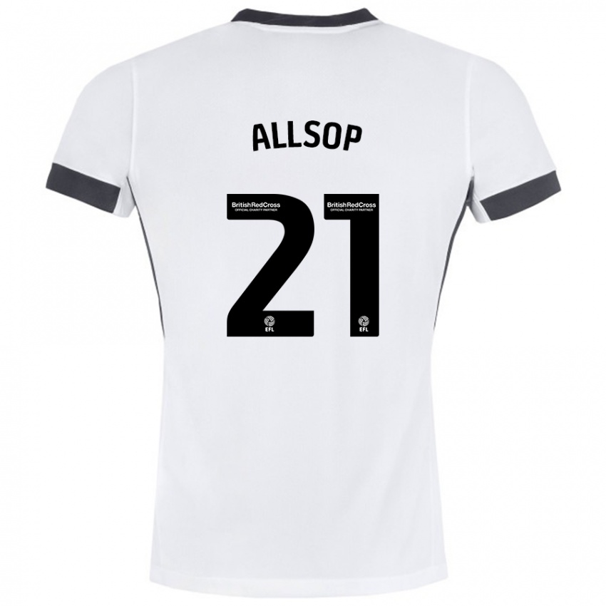 Niño Camiseta Ryan Allsop #21 Blanco Negro 2ª Equipación 2024/25 La Camisa Perú