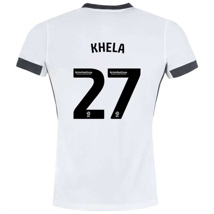 Niño Camiseta Brandon Khela #27 Blanco Negro 2ª Equipación 2024/25 La Camisa Perú