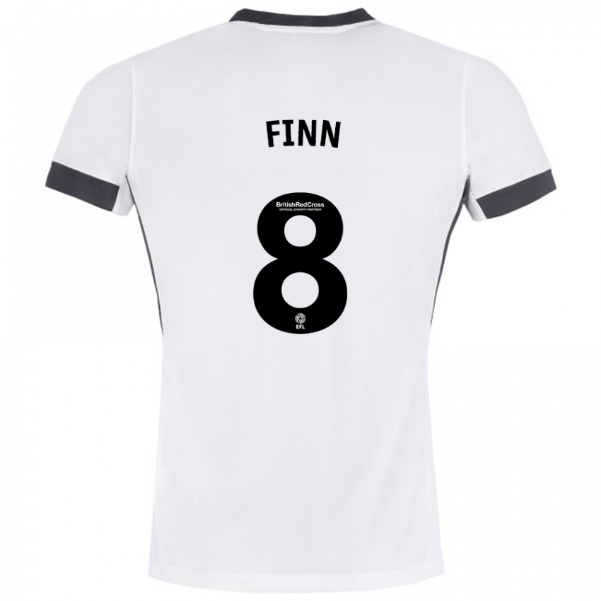 Niño Camiseta Jamie Finn #8 Blanco Negro 2ª Equipación 2024/25 La Camisa Perú