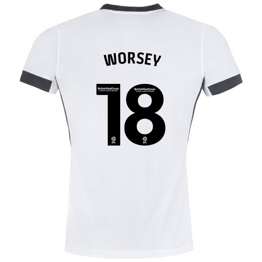 Niño Camiseta Louanne Worsey #18 Blanco Negro 2ª Equipación 2024/25 La Camisa Perú