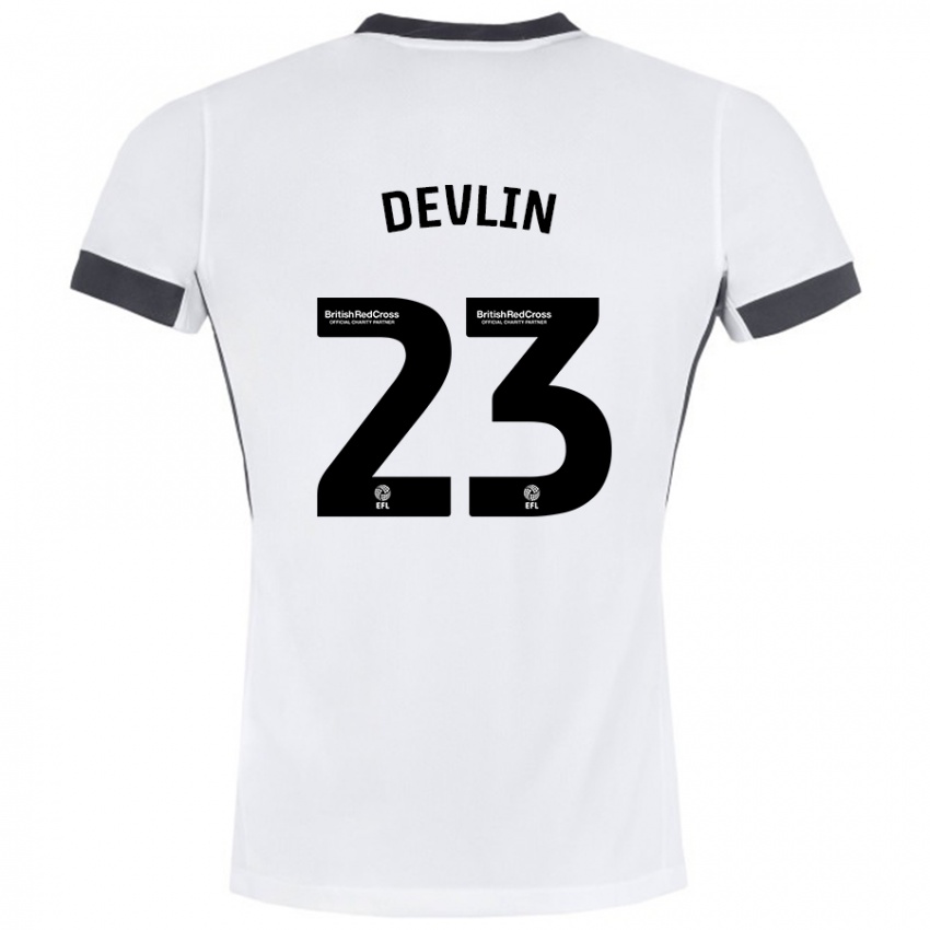 Niño Camiseta Charlotte Devlin #23 Blanco Negro 2ª Equipación 2024/25 La Camisa Perú