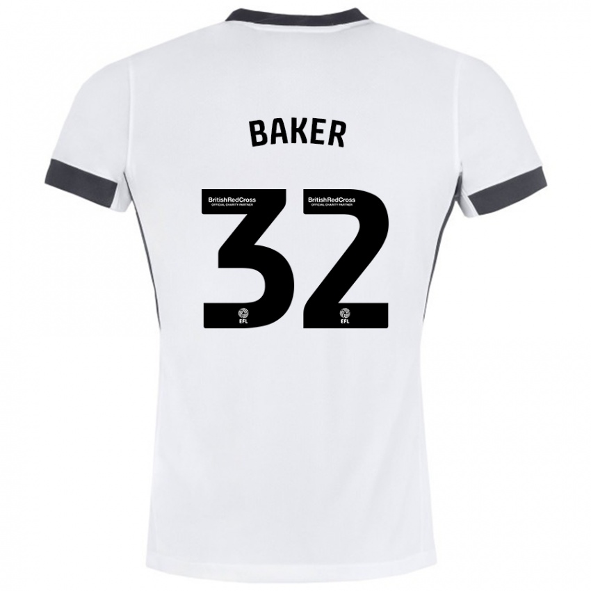 Niño Camiseta Ava Baker #32 Blanco Negro 2ª Equipación 2024/25 La Camisa Perú