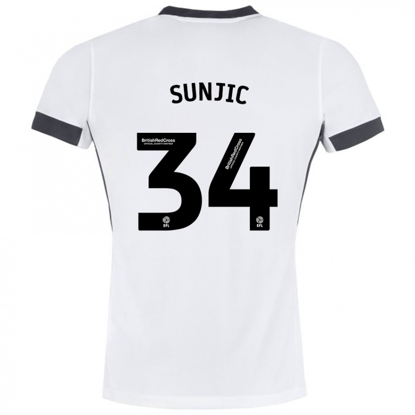 Niño Camiseta Ivan Sunjic #34 Blanco Negro 2ª Equipación 2024/25 La Camisa Perú