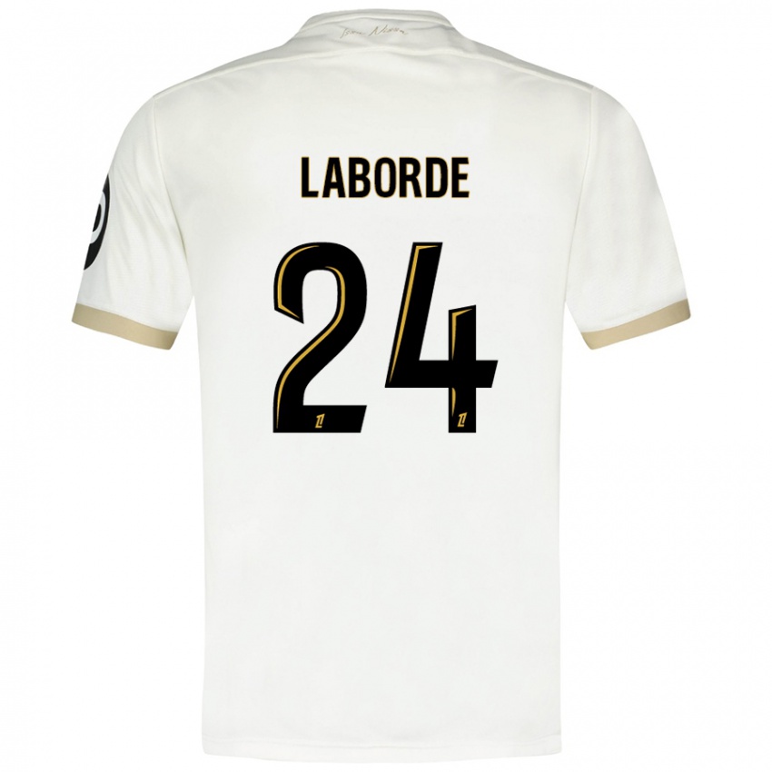 Niño Camiseta Gaëtan Laborde #24 Blanco Dorado 2ª Equipación 2024/25 La Camisa Perú