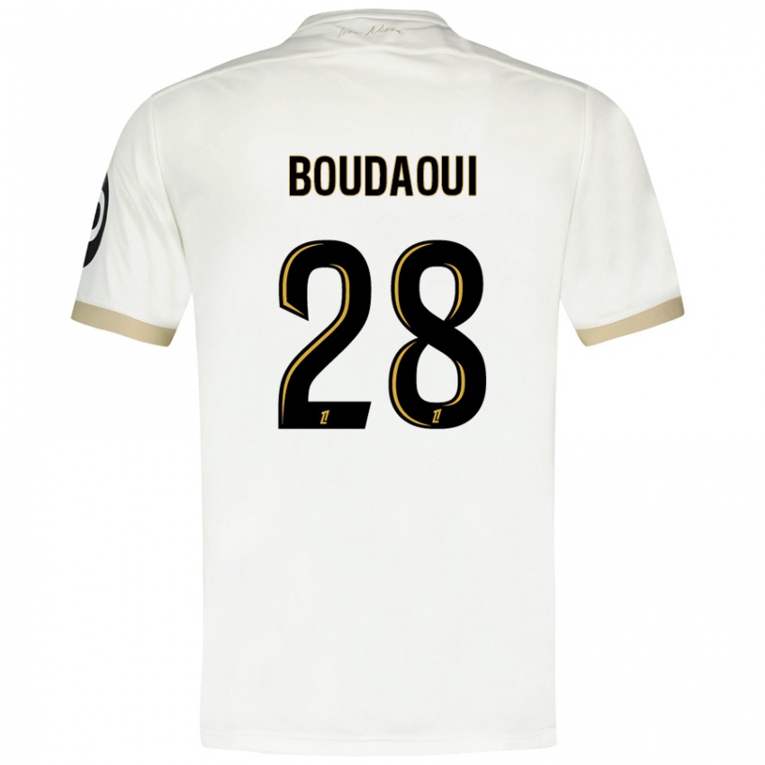 Niño Camiseta Hicham Boudaoui #28 Blanco Dorado 2ª Equipación 2024/25 La Camisa Perú