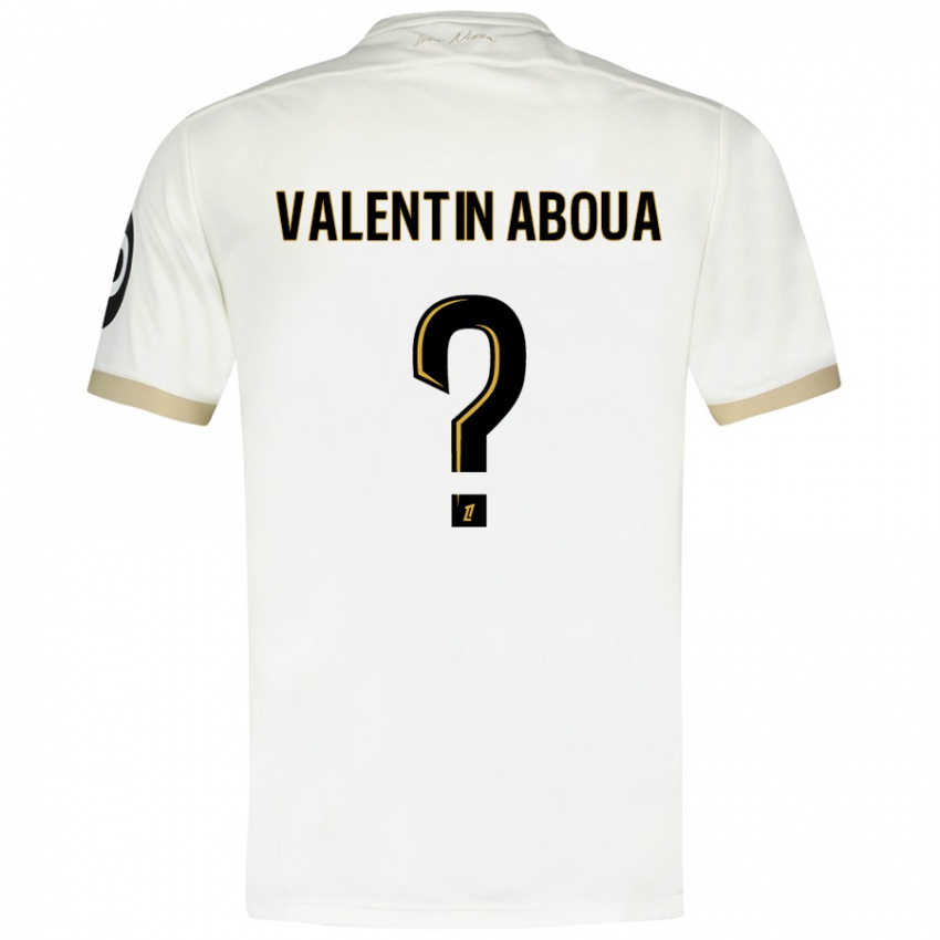 Niño Camiseta Louis Valentin Aboua #0 Blanco Dorado 2ª Equipación 2024/25 La Camisa Perú