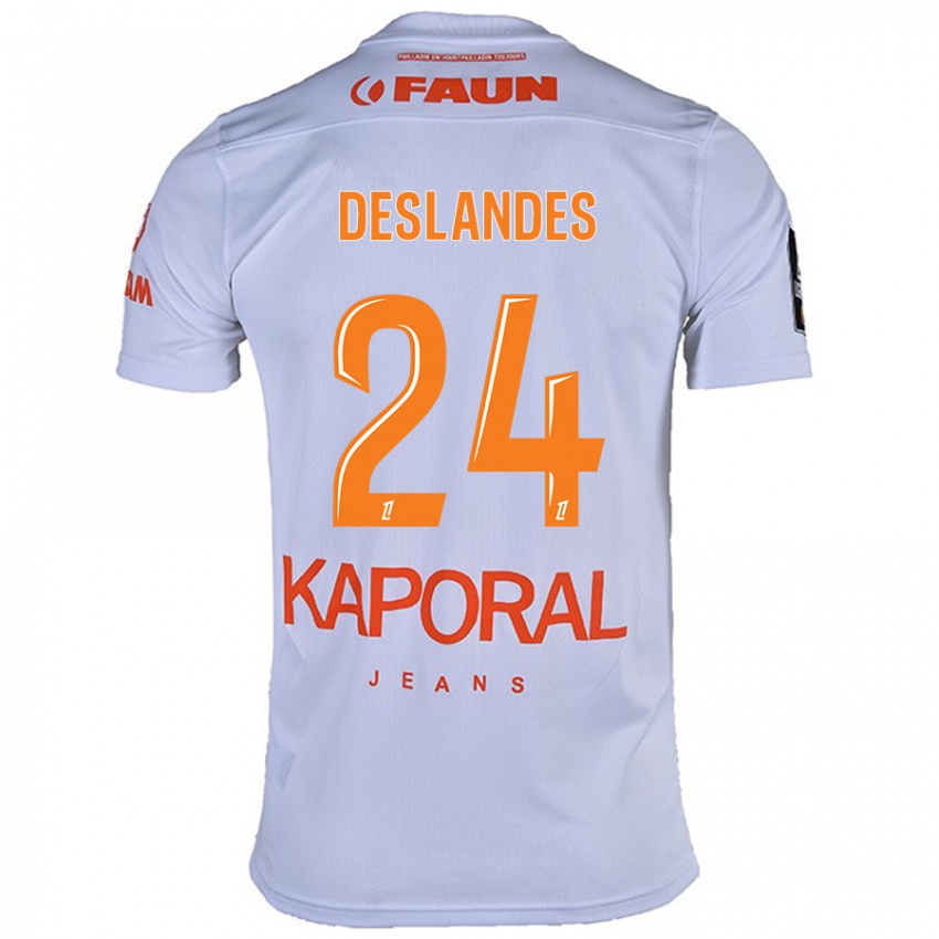 Niño Camiseta Océane Deslandes #24 Blanco 2ª Equipación 2024/25 La Camisa Perú