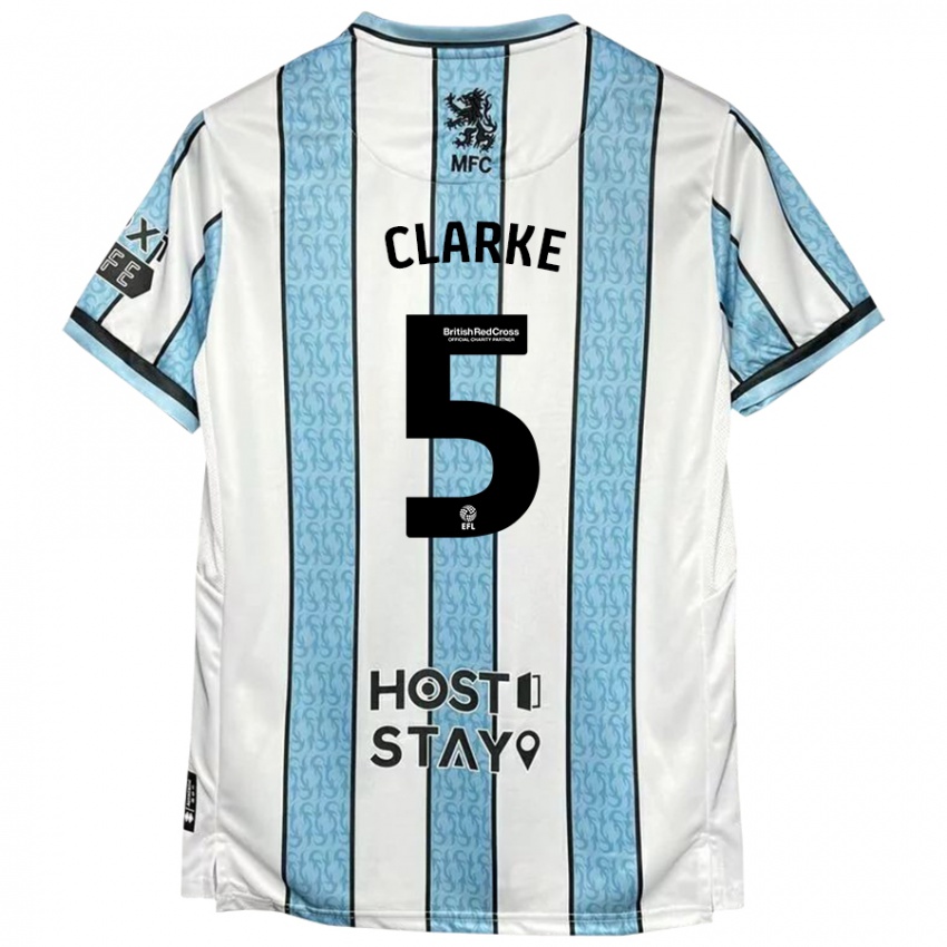 Niño Camiseta Matt Clarke #5 Blanco Azul 2ª Equipación 2024/25 La Camisa Perú