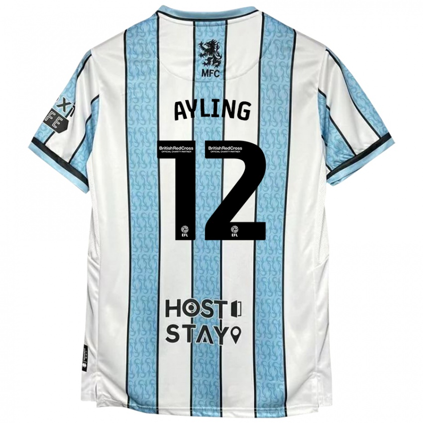 Niño Camiseta Luke Ayling #12 Blanco Azul 2ª Equipación 2024/25 La Camisa Perú