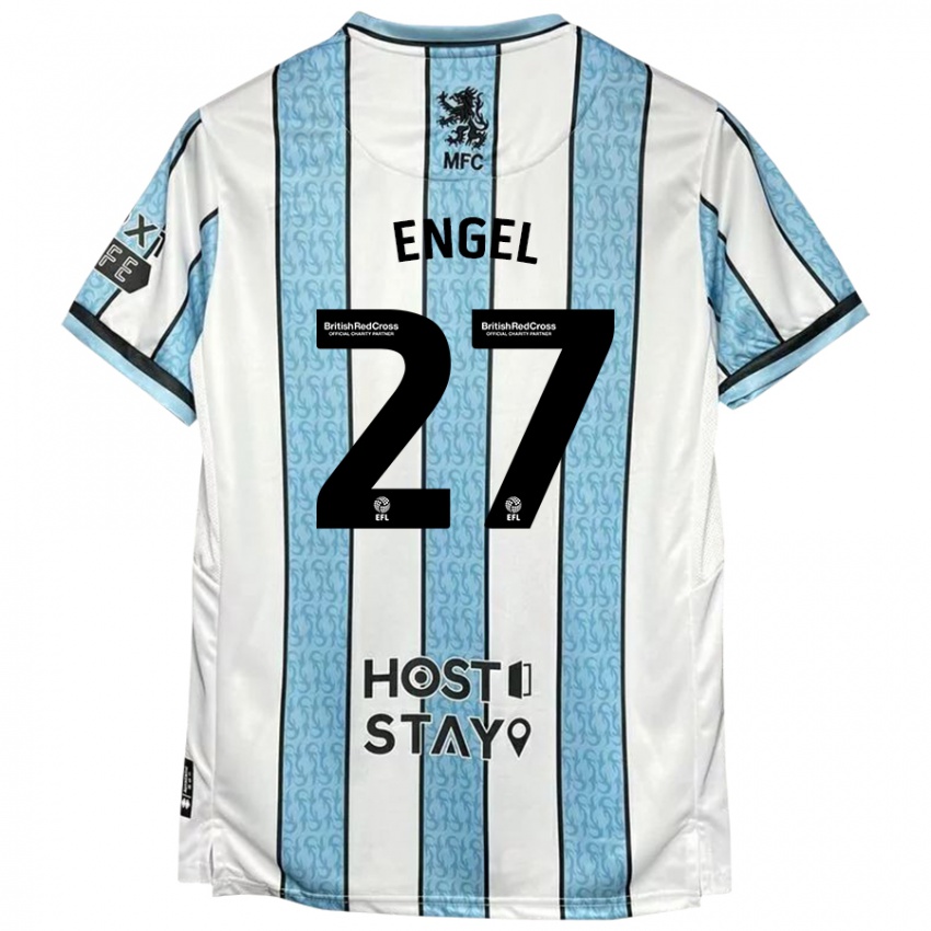 Niño Camiseta Lukas Engel #27 Blanco Azul 2ª Equipación 2024/25 La Camisa Perú