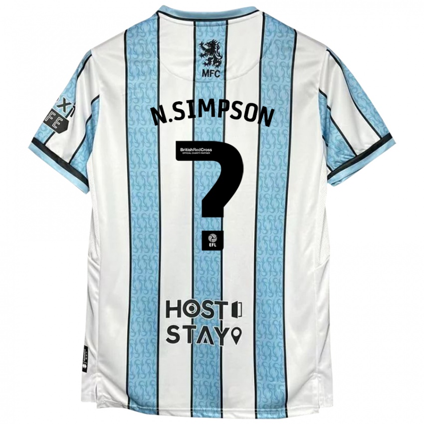 Niño Camiseta Nathan Simpson #0 Blanco Azul 2ª Equipación 2024/25 La Camisa Perú