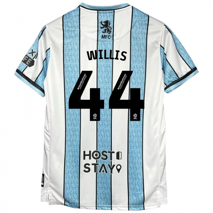 Niño Camiseta Pharrell Willis #44 Blanco Azul 2ª Equipación 2024/25 La Camisa Perú