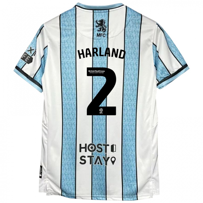 Niño Camiseta Jane Harland #2 Blanco Azul 2ª Equipación 2024/25 La Camisa Perú