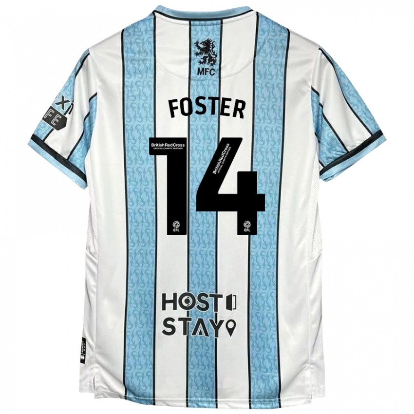 Niño Camiseta Emma Foster #14 Blanco Azul 2ª Equipación 2024/25 La Camisa Perú