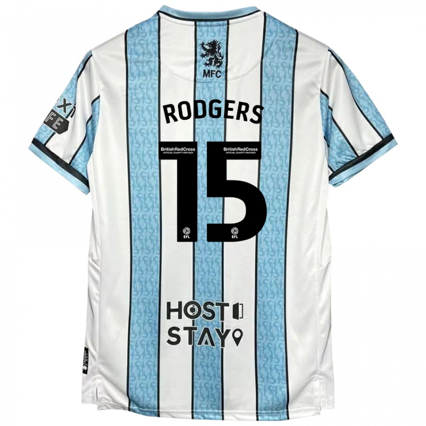 Niño Camiseta Amber Rodgers #15 Blanco Azul 2ª Equipación 2024/25 La Camisa Perú