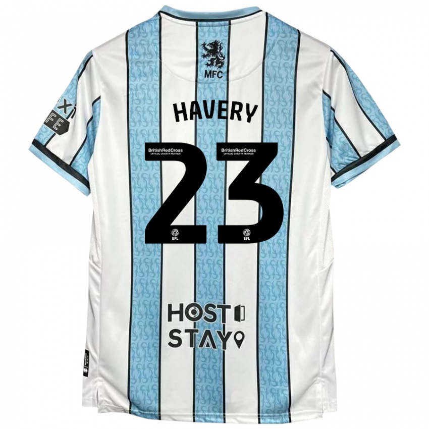 Niño Camiseta Nicole Havery #23 Blanco Azul 2ª Equipación 2024/25 La Camisa Perú