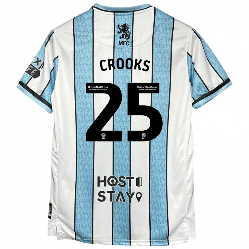 Niño Camiseta Matt Crooks #25 Blanco Azul 2ª Equipación 2024/25 La Camisa Perú