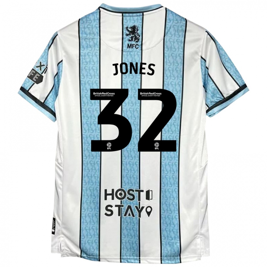 Niño Camiseta Jamie Jones #32 Blanco Azul 2ª Equipación 2024/25 La Camisa Perú