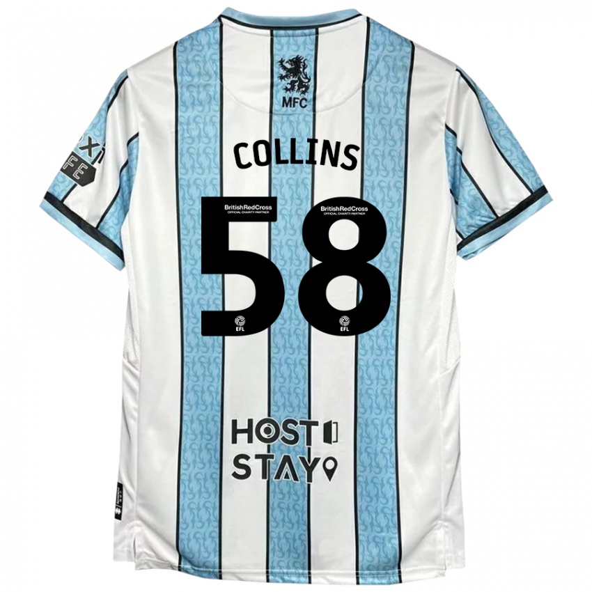 Niño Camiseta Sam Collins #58 Blanco Azul 2ª Equipación 2024/25 La Camisa Perú