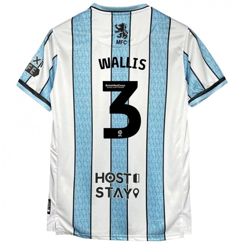 Niño Camiseta Emma Wallis #3 Blanco Azul 2ª Equipación 2024/25 La Camisa Perú