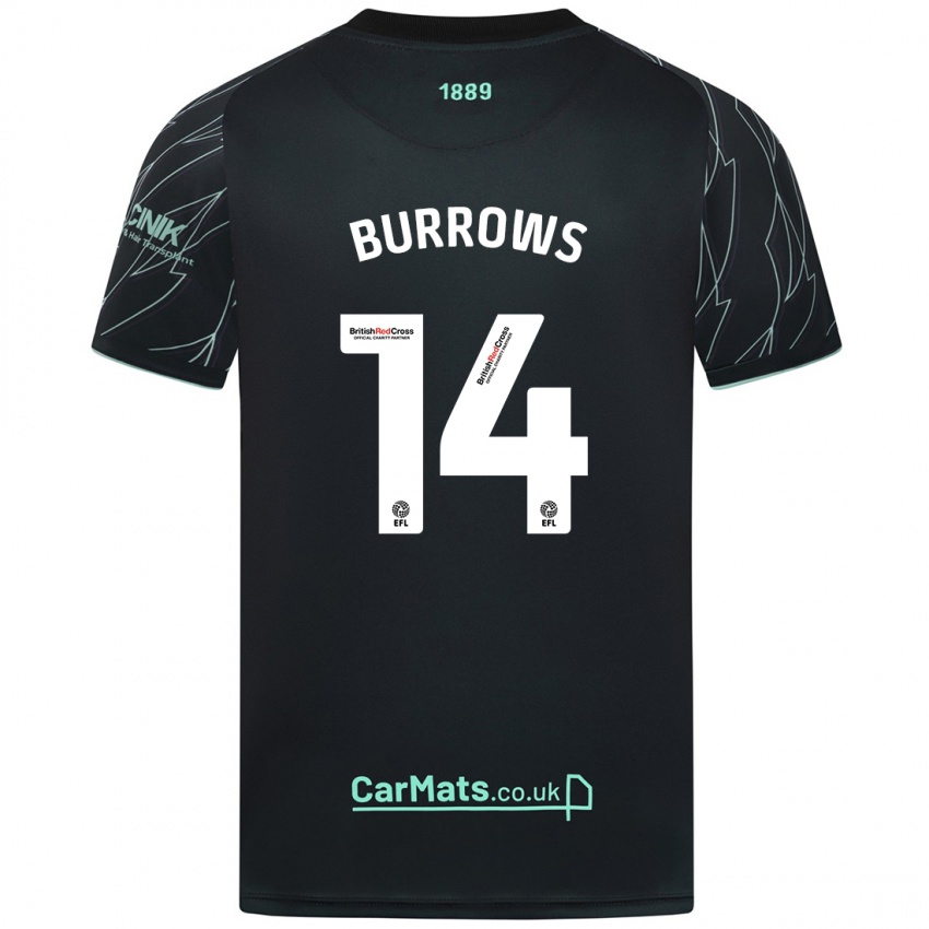 Niño Camiseta Harrison Burrows #14 Negro Verde 2ª Equipación 2024/25 La Camisa Perú