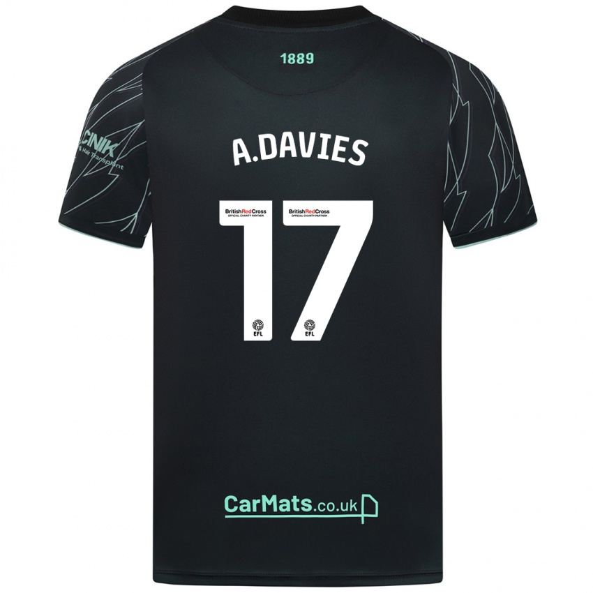 Niño Camiseta Adam Davies #17 Negro Verde 2ª Equipación 2024/25 La Camisa Perú