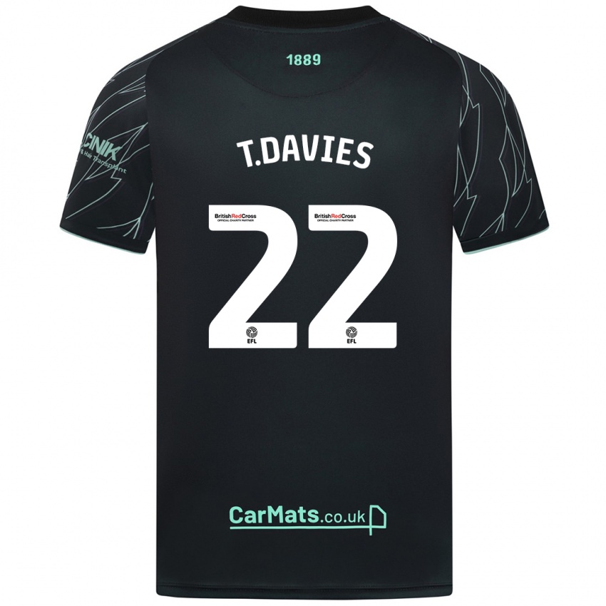 Niño Camiseta Tom Davies #22 Negro Verde 2ª Equipación 2024/25 La Camisa Perú